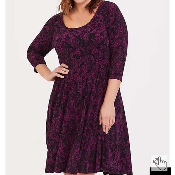 torrid Dresses & Skirts - Torrid Mini Studio Knit Skater Dress in Skull Damask Bouquet